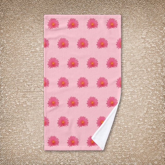 Fleur Aptenia rose Motif sans couture sur la servi (Pink Aptenia flower seamless pattern on hand towel)