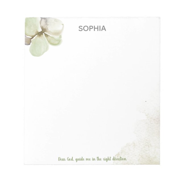 Fleur aquarelle Cher Dieu me guide Bloc-notes (Devant)