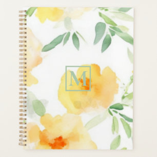 Fleur aquarelle élégante jaune pêche orange