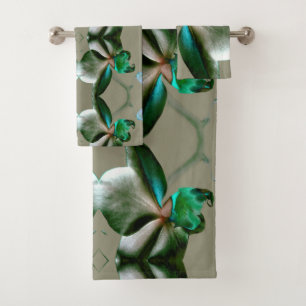 Fleur artistique dans les tons bleu, vert et gris