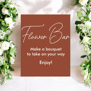 Fleur Bar Marron Blanc Affiche de Fête de Mariage 