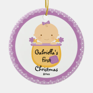 Fleur Bébé Fille Premier Noël Ornement