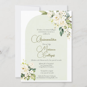 Fleur blanche avec cadre Quinceanera invitation