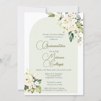 Fleur blanche avec cadre Quinceanera invitation
