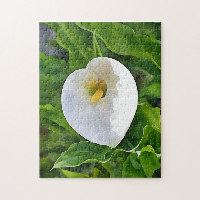 Fleur blanche Calla Lily dans le Puzzle d'art du j (Vertical)