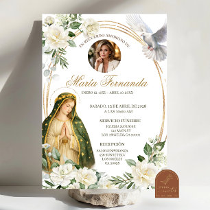Fleur Blanche Dame de Guadalupe Invitation Funérai