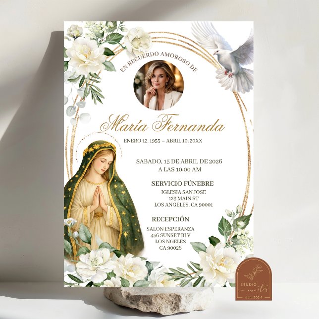 Fleur Blanche Dame de Guadalupe Invitation Funérai (Créateur téléchargé)