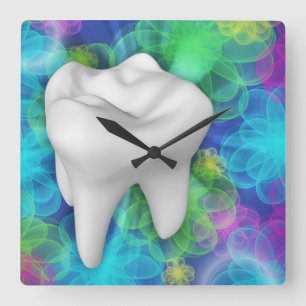Fleur blanche Design Dentiste Horloge murale