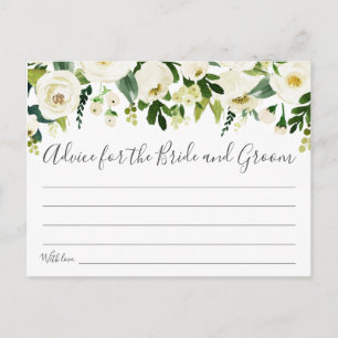 Fleur blanche et cartes de conseil Mariage vert