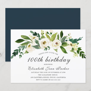 Fleur blanche Fleur 100e anniversaire Invitation