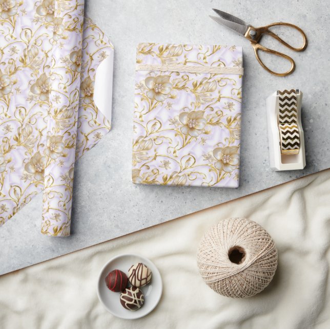 Fleur blanche papier cadeau mariage anniversaire d (Artisanat)