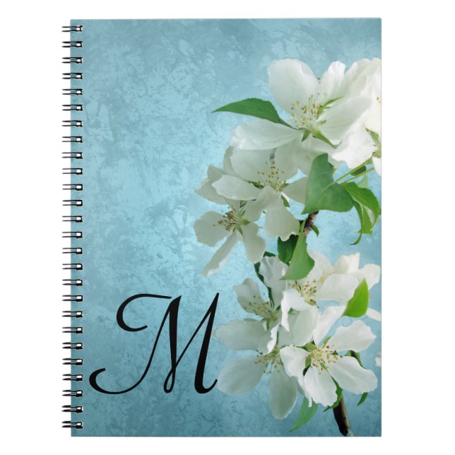 Fleur blanche sur Monogramme bleu Livre initial de (Devant)