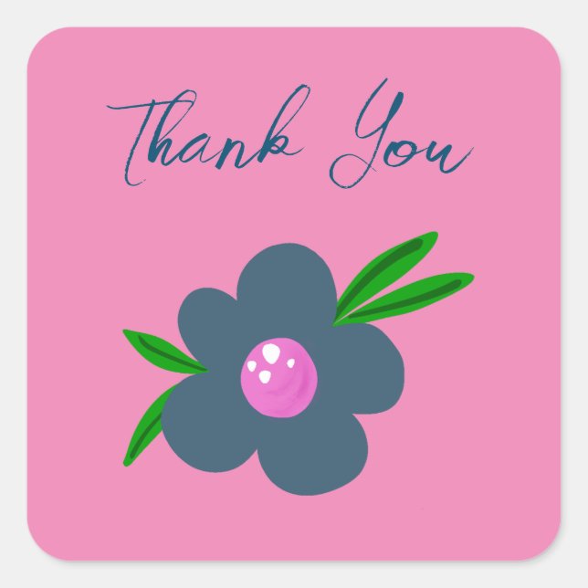 Fleur bleu Boho Indigo | Sticker Carré Party (Devant)