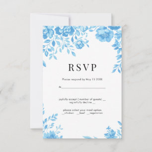 Fleur bleue Mariage floral rétro RSVP