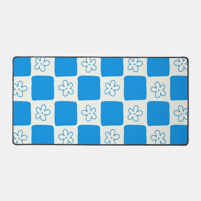 Fleur bleue Preppy À damiers Motif (Recto)