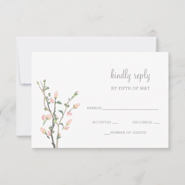 Fleur Blush Floral Wedding rsvp (Devant)