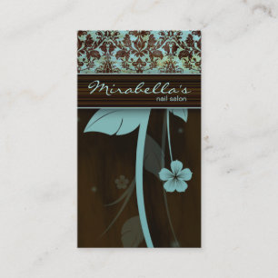Fleur Carte de visite Damask bleu Brown