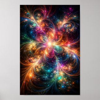 Fleur céleste – Art mural fractal cosmique vibrant