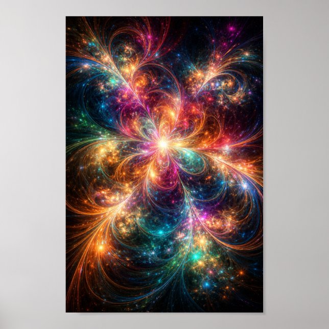 Fleur céleste – Art mural fractal cosmique vibrant (Devant)