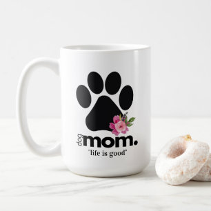 Fleur chien maman empreinte de patte tasse avec ci