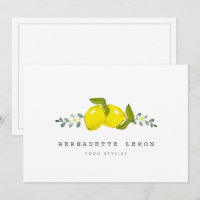 Fleur citron et blanc Simple Carte de visite propr