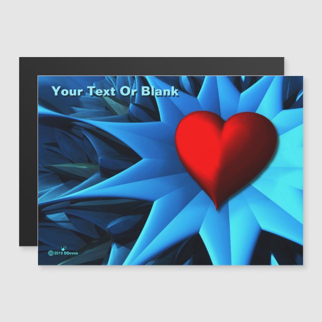 Fleur coeur bleu fractal (Devant / Derrière)