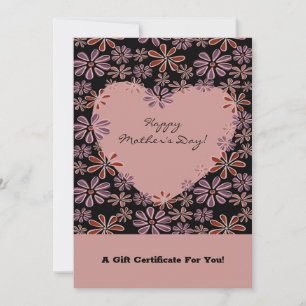 Fleur Cœur Bonne Fête des Mères Certificat-Cadeau