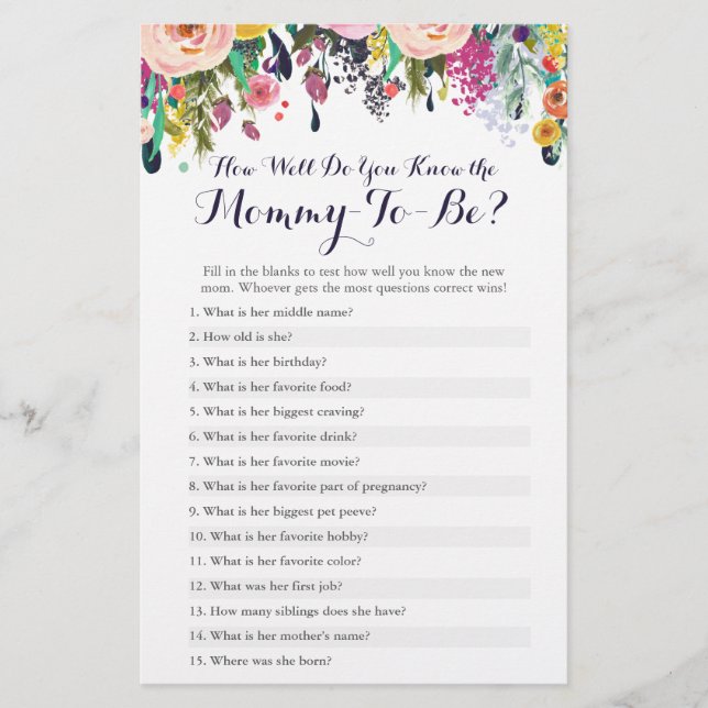 Fleur Connaissez-Vous Bien Le Quiz De Mommy ? (Devant)