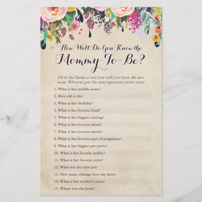 Fleur Connaissez-Vous Bien Le Quiz De Mommy ? (Devant)