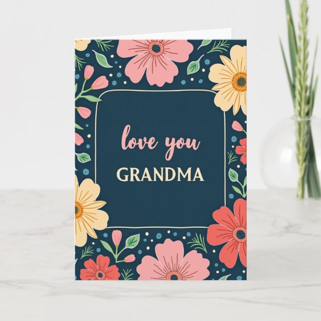Fleur d'amour pour grand-mère carte (Devant)