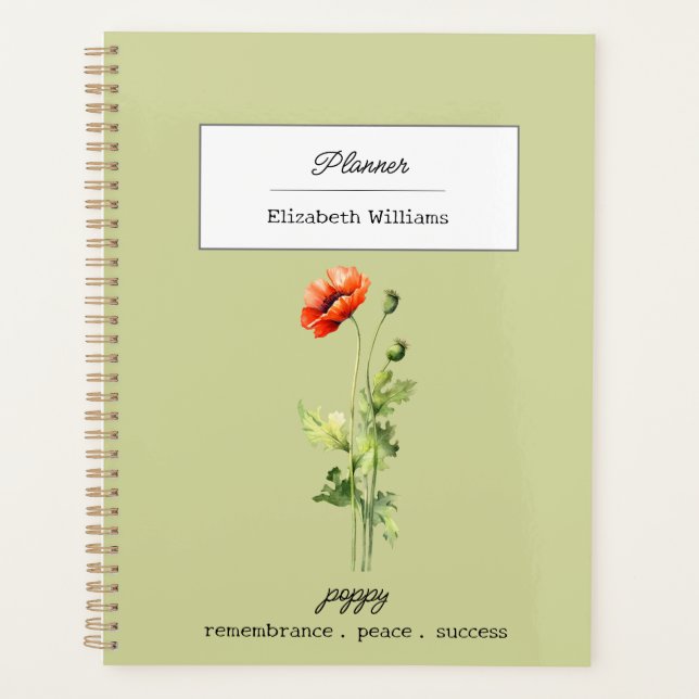 Fleur d'août de naissance Poppy Symbole de Paix Su (Devant)