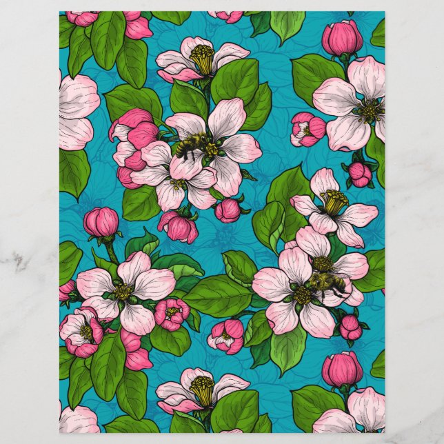 Fleur d'Apple sur le turquoise (Devant)