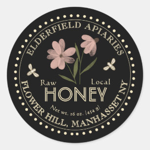 Fleur d'aquarelle et abeilles Pure Étiquette local