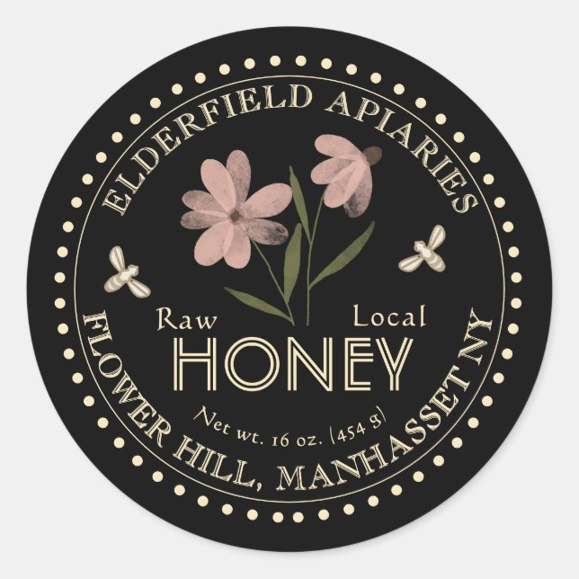 Fleur d'aquarelle et abeilles Pure Étiquette local (Devant)