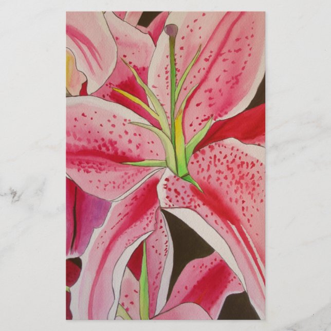 Fleur d'aquarelle Stargazer rose lièvre (Devant)