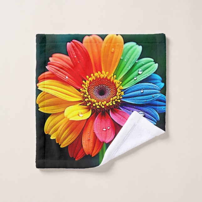 Fleur d'art à pétale arc-en-ciel (Gant de toilette)