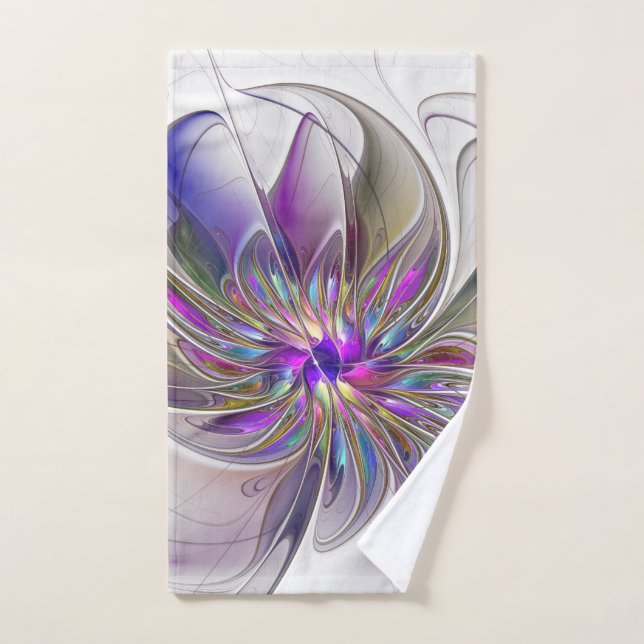 Fleur d'art Abstrait, énergique et coloré (Serviette à main)