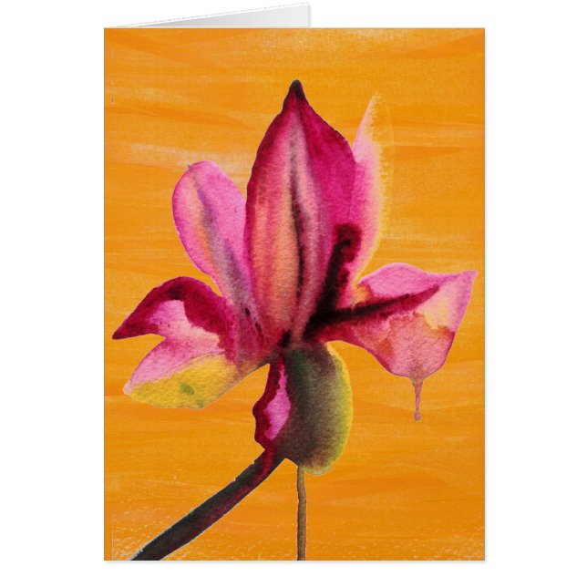 Fleur d'art pop orange aquarelle orchidée violette (Devant)