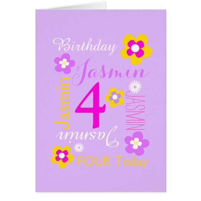 Fleur de 4ème anniversaire personnalisé graphique  (Devant)