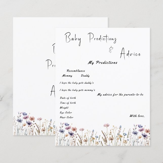 Fleur de bébé en fleurs Flyer de jeu de baby showe (Devant / Derrière)
