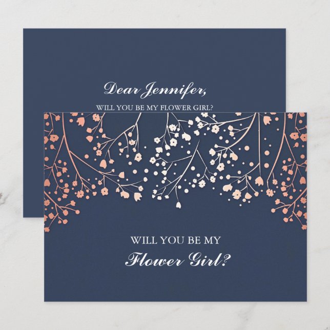 Fleur de bébé rose pour invitation de mariage demo (Devant / Derrière)