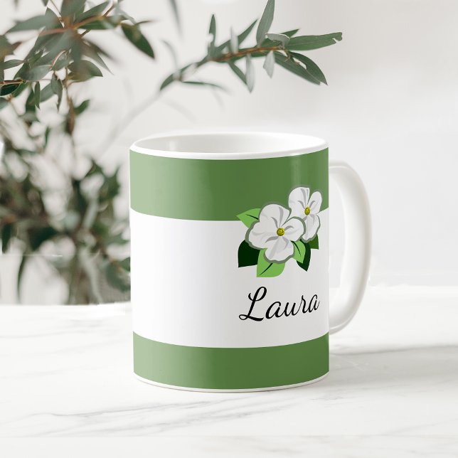 Fleur De Bois De Chien Avec Les Noms Mugs De Café (Créateur téléchargé)