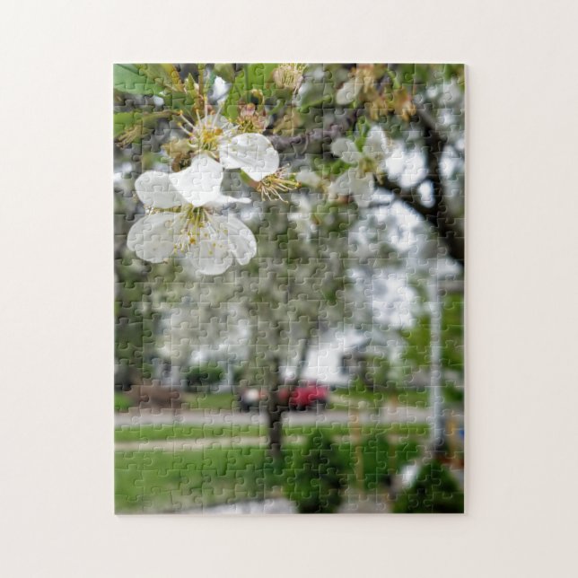 Fleur de bois de chien blanc créatif photo puzzle  (Vertical)