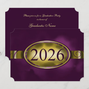 Fleur de bouton or violet 2026 Invitations de fête