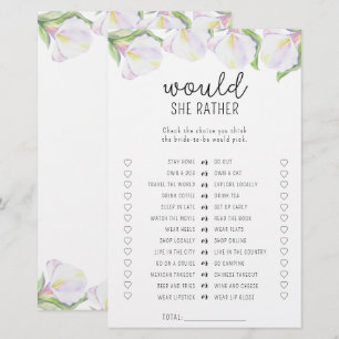Fleur de calla - Jeu de baby shower pour elle