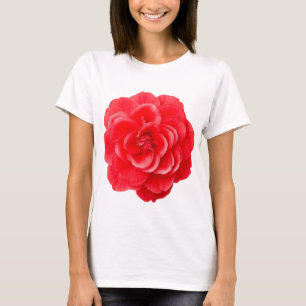 Fleur de Camélia Rouge Art Femme T-Shirt Blanc Élé