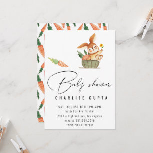 Fleur de carotte de lapin Baby shower Invitation f