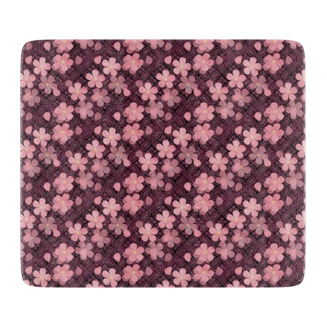 Fleur de cerise Rose et Vin Planche à découper mod (Devant)