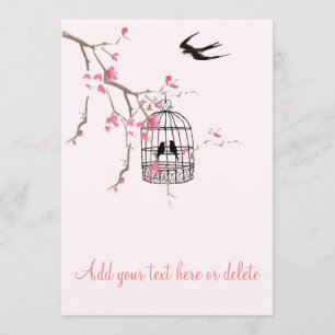 Fleur de cerisier, cage à oiseaux, carte à oiseau,