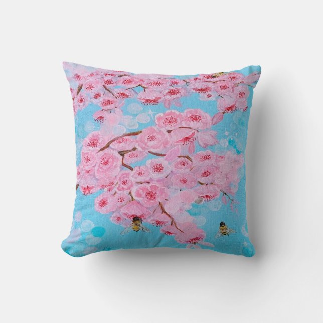 Fleur de cerisier en fleurs sur coussin (Recto)